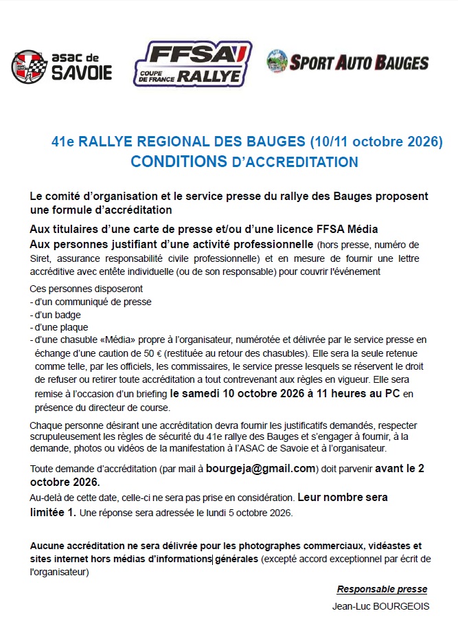 Accrediation presse_Rallye des Bauges 2026_illustration